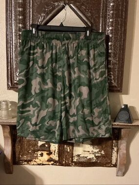 ZELOS Olive Green Camo Athletic Shorts